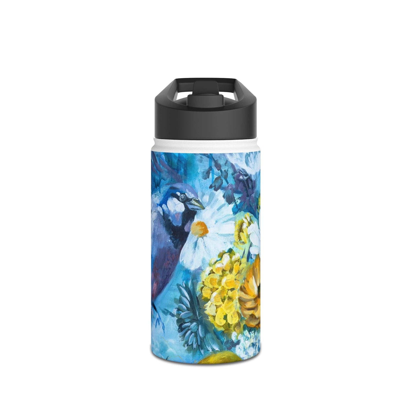 Printify Mug 12oz / White Water Bottle - Restless Abundance Painting by Linda McClure