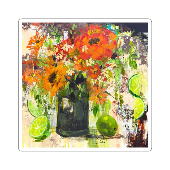 Printify Paper products 3" × 3" / White Afternoon Limes Sticker, 3" x 3"