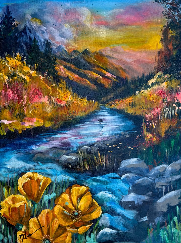 Linda McClure Art 0riginal Painting Alone in the Stream
