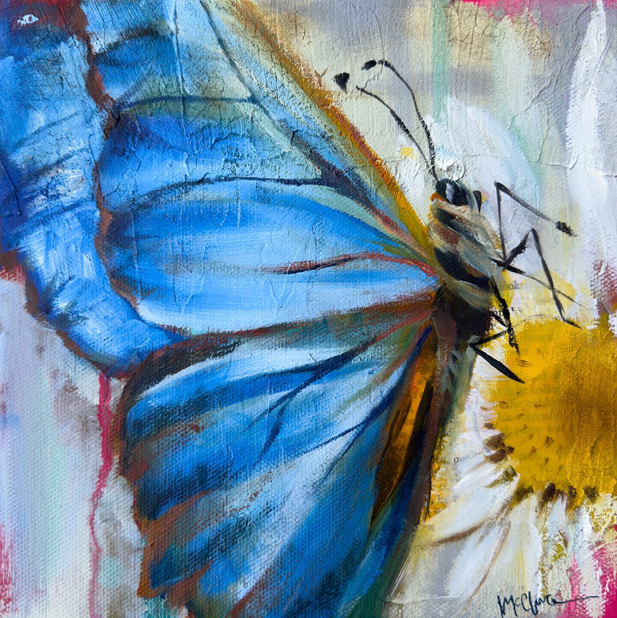 Linda McClure Art 0riginal Painting Blue Flutter