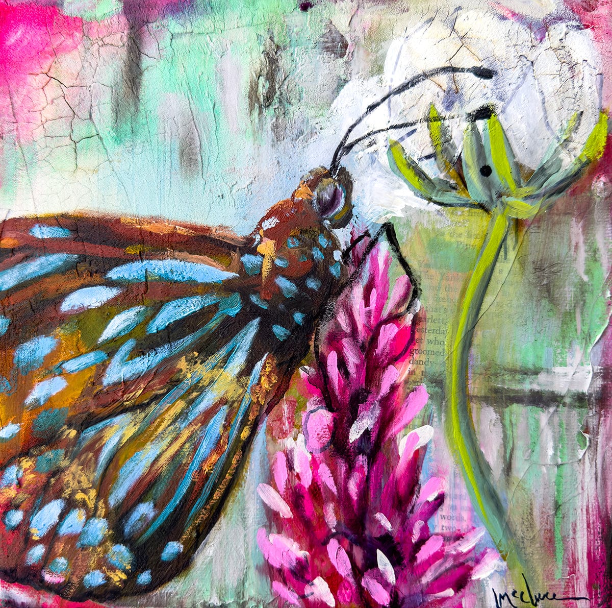 Linda McClure Art 0riginal Painting Bronze Flutter