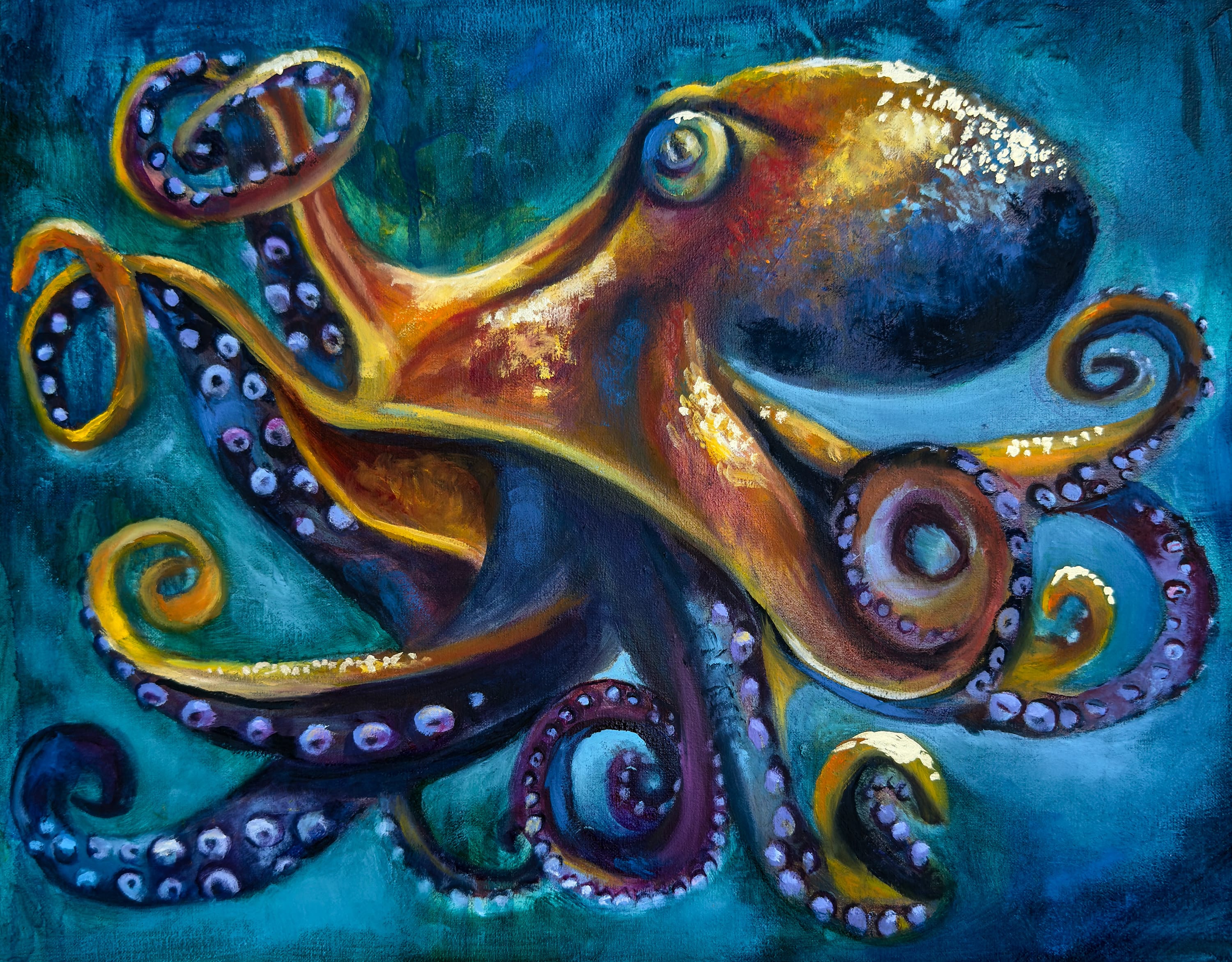 Linda McClure Art 0riginal Painting Golden Exploration