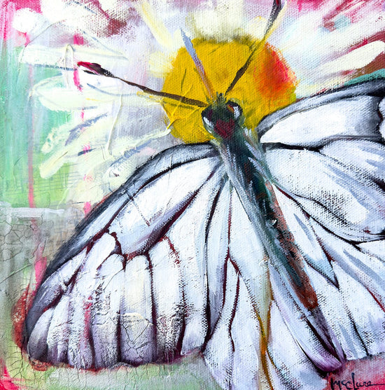 Linda McClure Art 0riginal Painting White Flutter