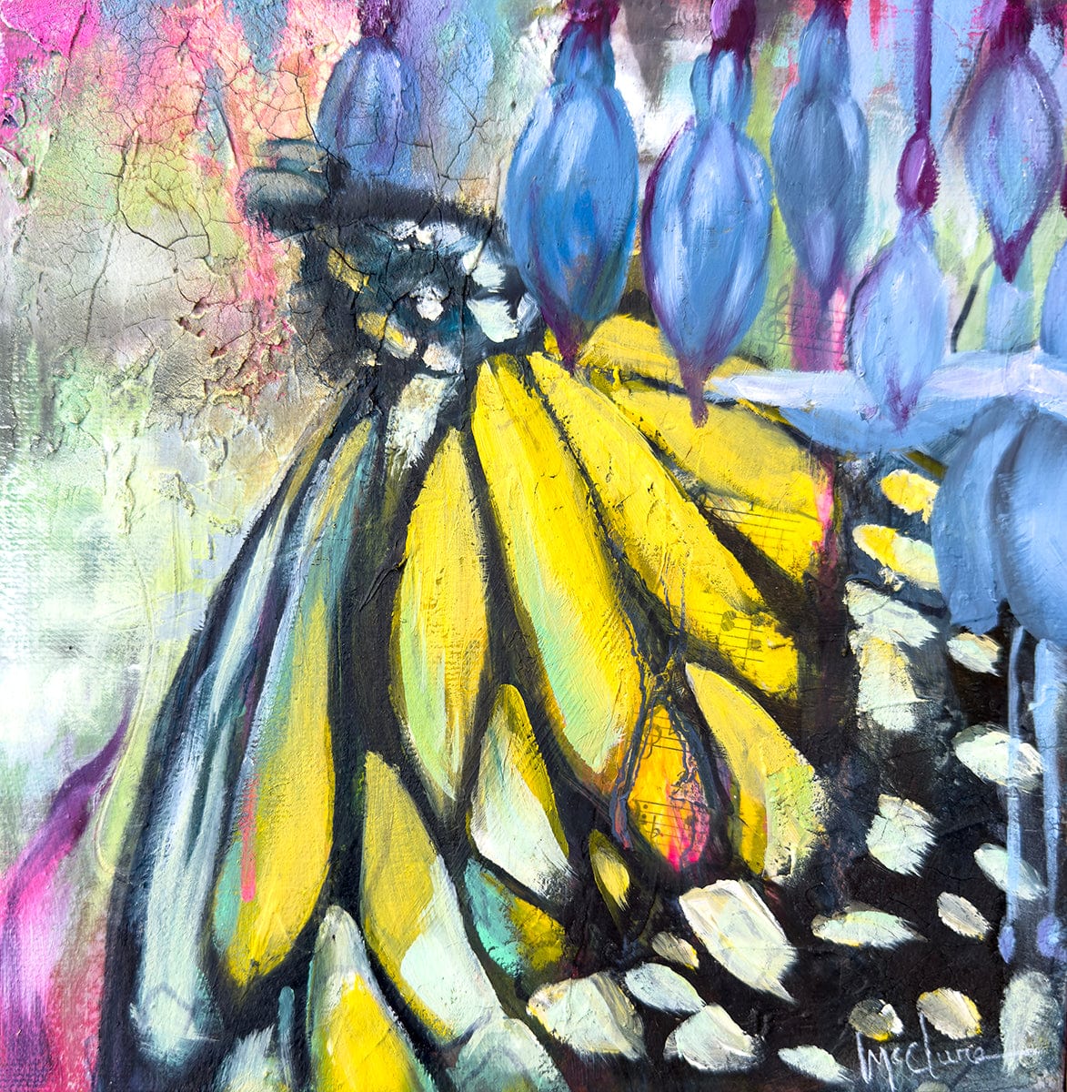 Linda McClure Art 0riginal Painting Yellow Flutter