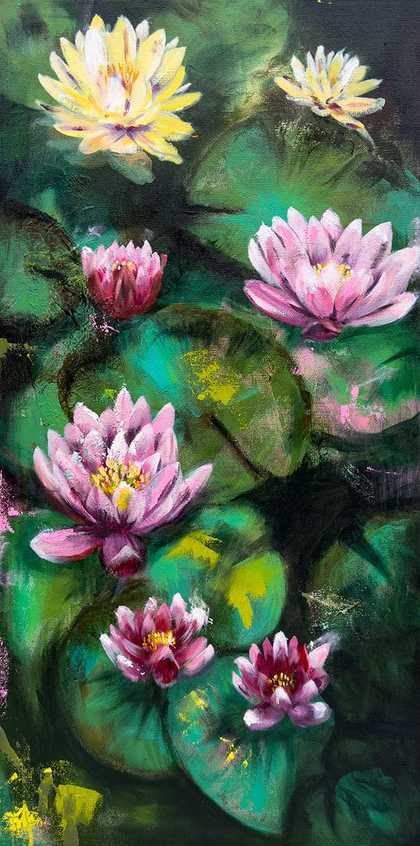 Linda McClure Art Original Painting Escaping Lilies