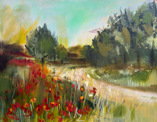 Linda McClure Art Original Painting Poppy Sunset