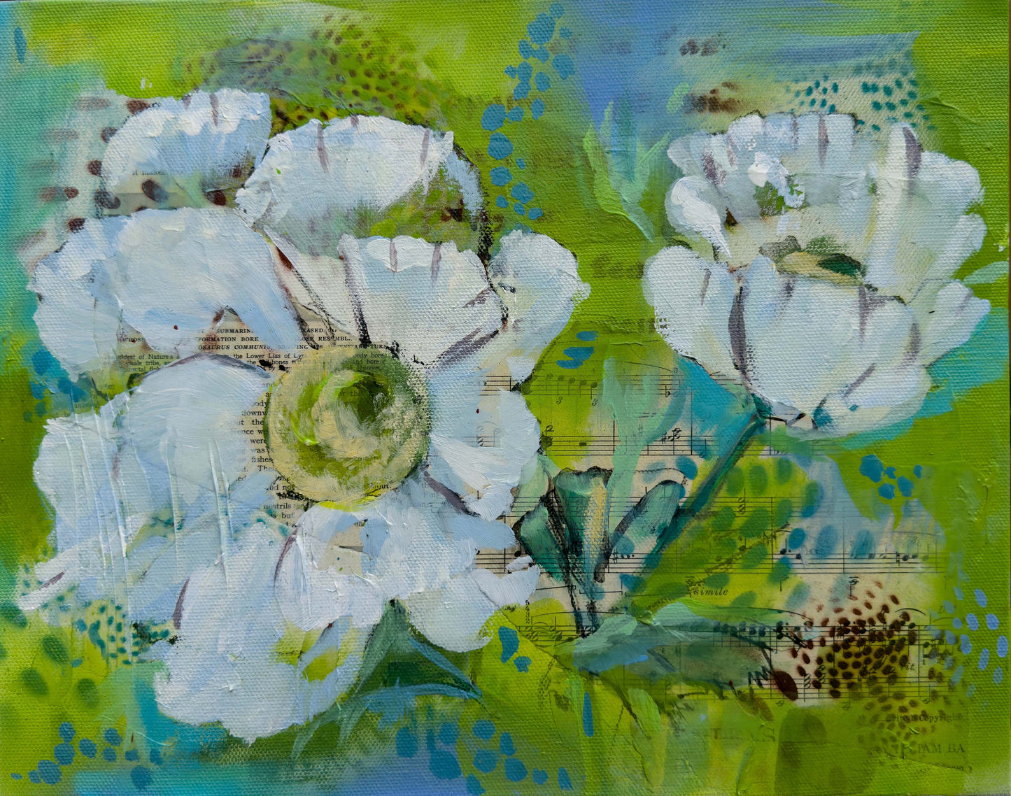 Linda McClure Art 0riginal Painting Flower Music Series Anemone