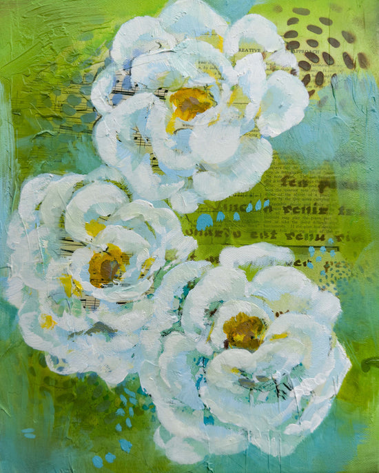 Load image into Gallery viewer, Linda McClure Art 0riginal Painting Flower Music Series Ranunculus
