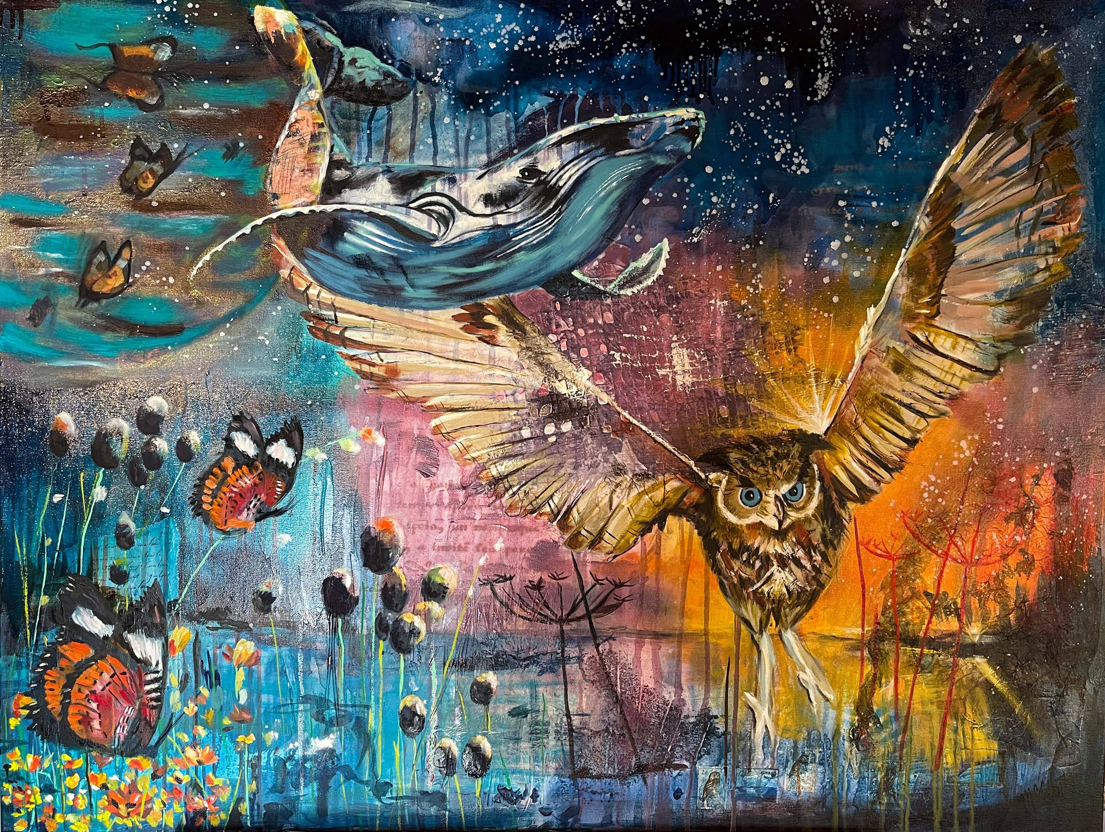Linda McClure Art 0riginal Painting The Night Gathering