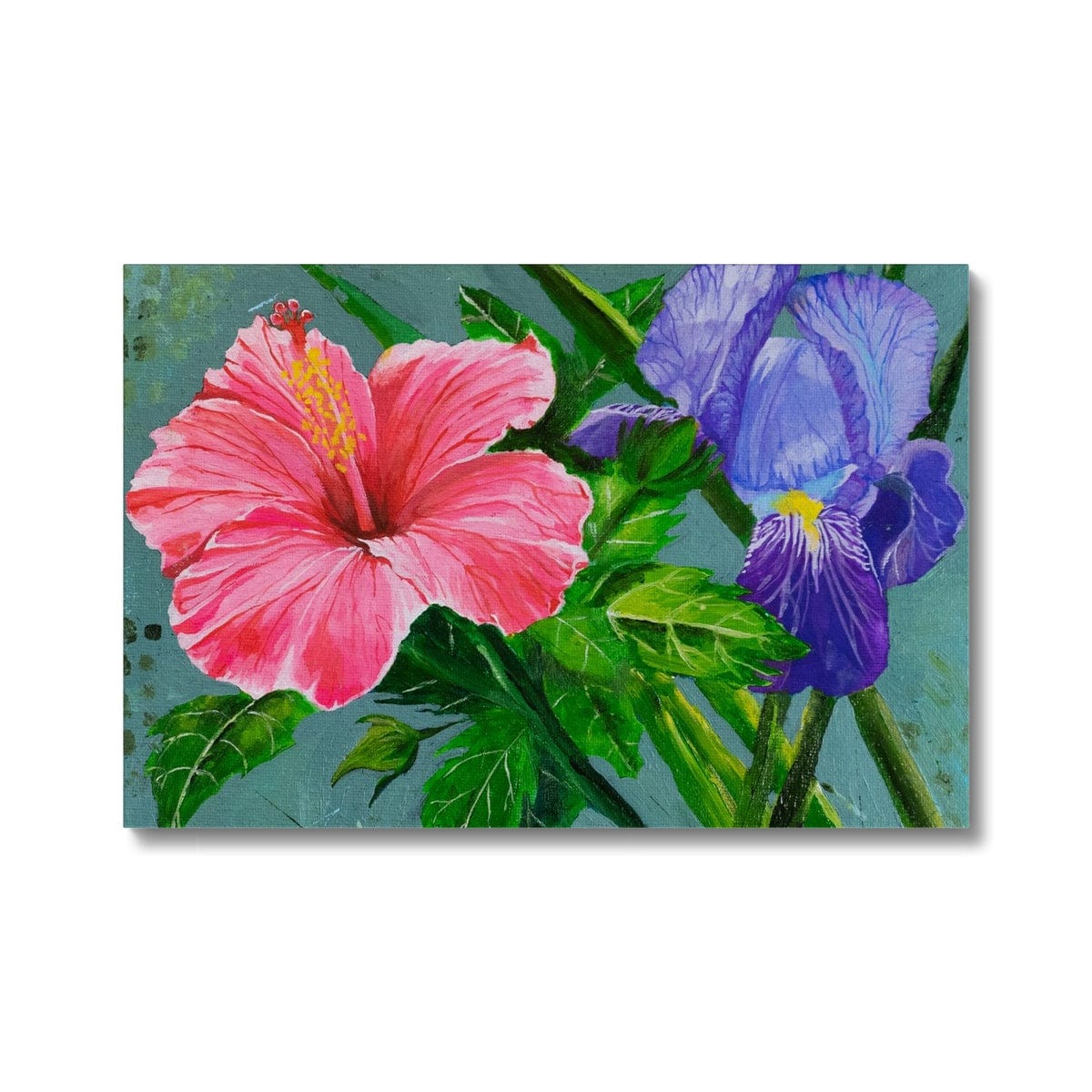 Prodigi Canvas print 24"x16" / Image Wrap Iris and Hibiscus Canvas