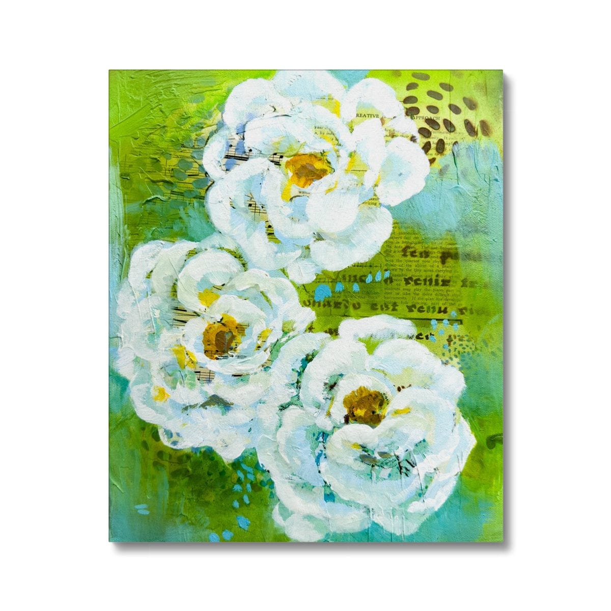 Prodigi Fine art 20"x24" / White Wrap Flower Music Series Ranunculus Print Canvas