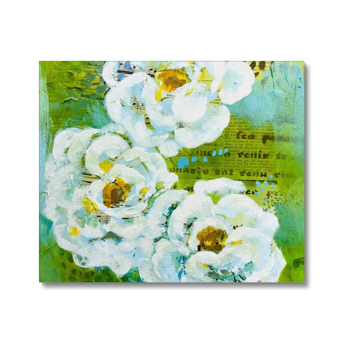 Prodigi Fine art 24"x20" / White Wrap Flower Music Series Ranunculus Print Canvas