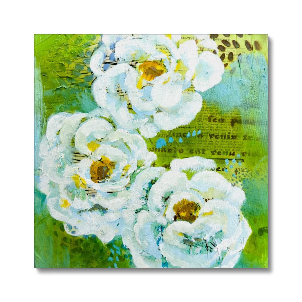 Prodigi Fine art 24"x24" / White Wrap Flower Music Series Ranunculus Print Canvas