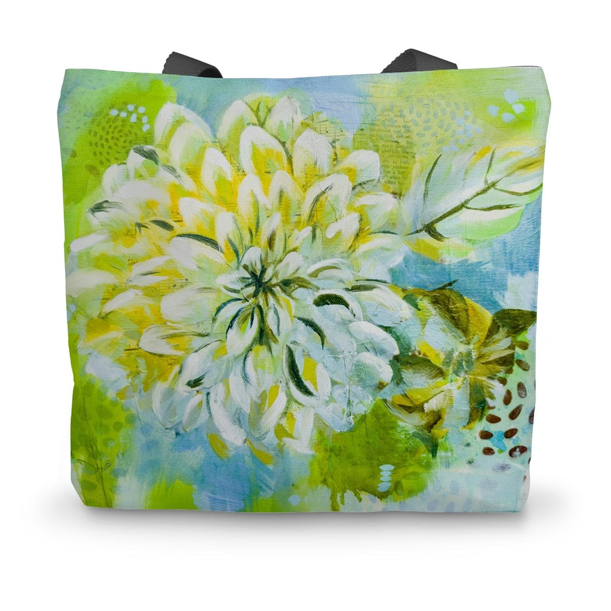 Prodigi Tote 14"x18.5" Flower Music Series Dahlia Print Canvas Tote Bag
